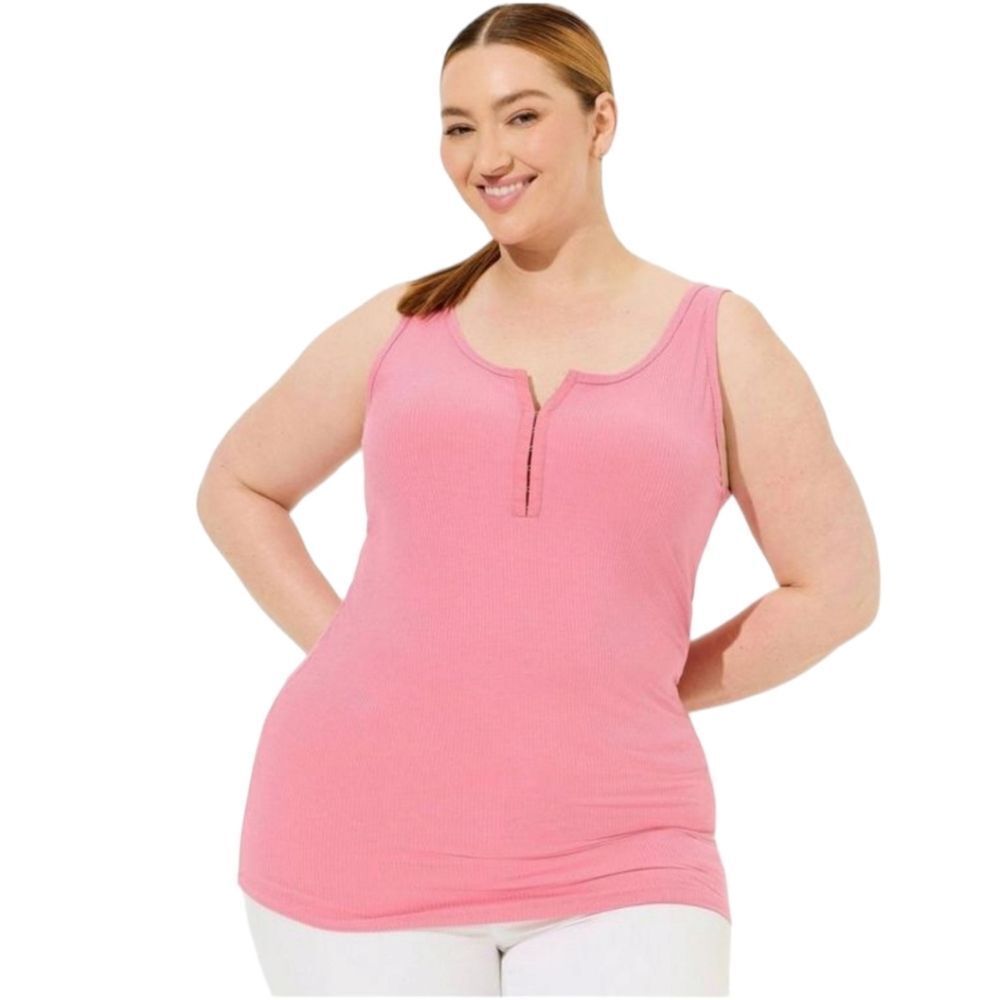 TORRID Plus Size NEW Chateau 🌹 Rose Super Soft Rib Hook & Eye Tank Top.